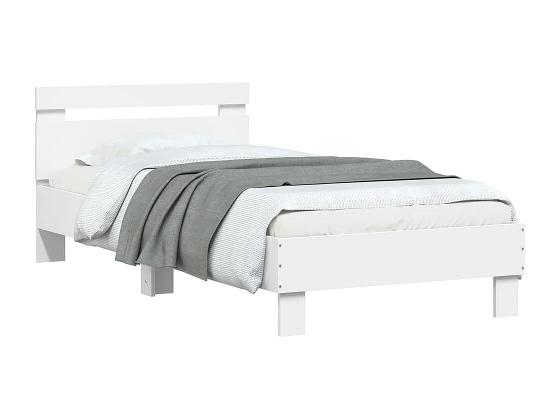 Estrutura de cama c/ cabeceira 90x190 cm deriv. madeira branco