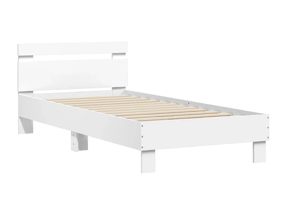 Cama con cabecero madera de ingeniería blanca 90x190 cm