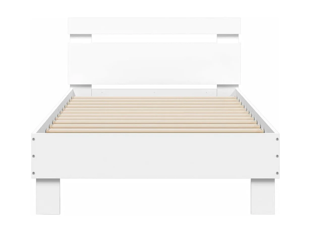 Cama con cabecero madera de ingeniería blanca 90x190 cm
