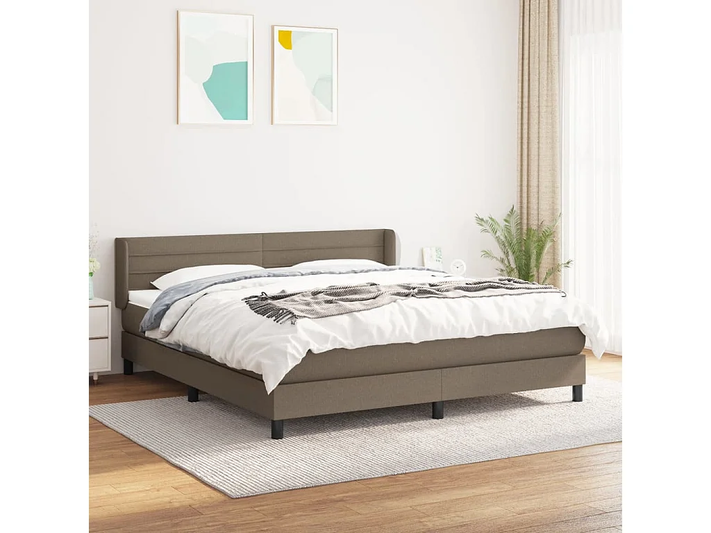 Lit à sommier tapissier avec matelas Taupe 180x200 cm Tissu
