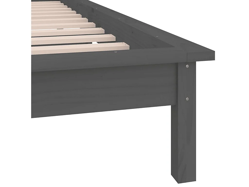 Estructura de cama con LED madera maciza gris 75x190 cm