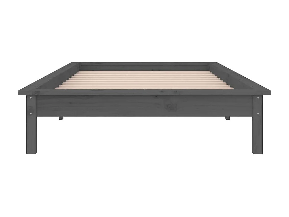 Estructura de cama con LED madera maciza gris 75x190 cm