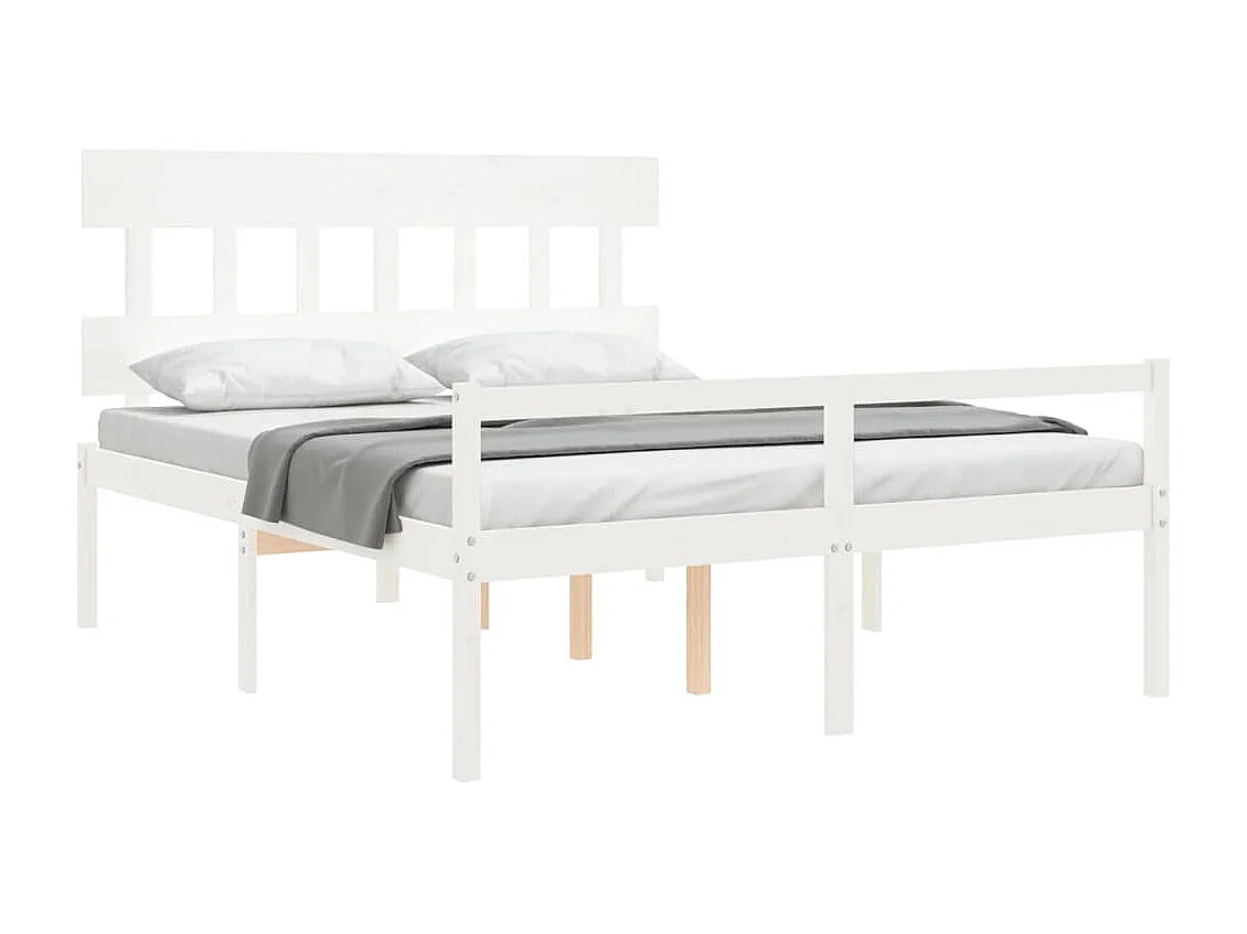Estrutura de cama King Size com cabeceira madeira maciça branco