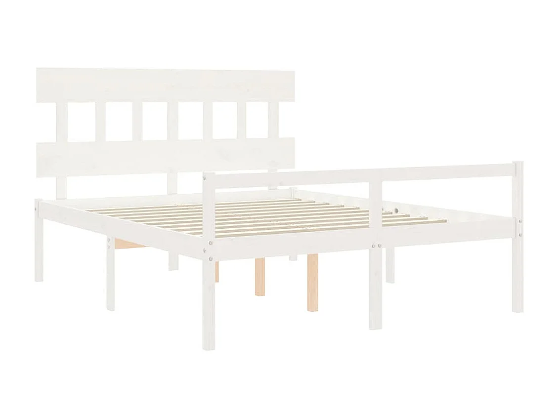 Estrutura de cama King Size com cabeceira madeira maciça branco