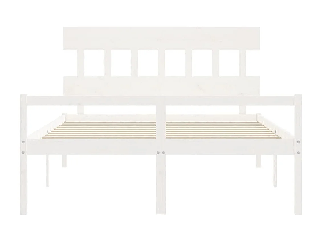 Estrutura de cama King Size com cabeceira madeira maciça branco