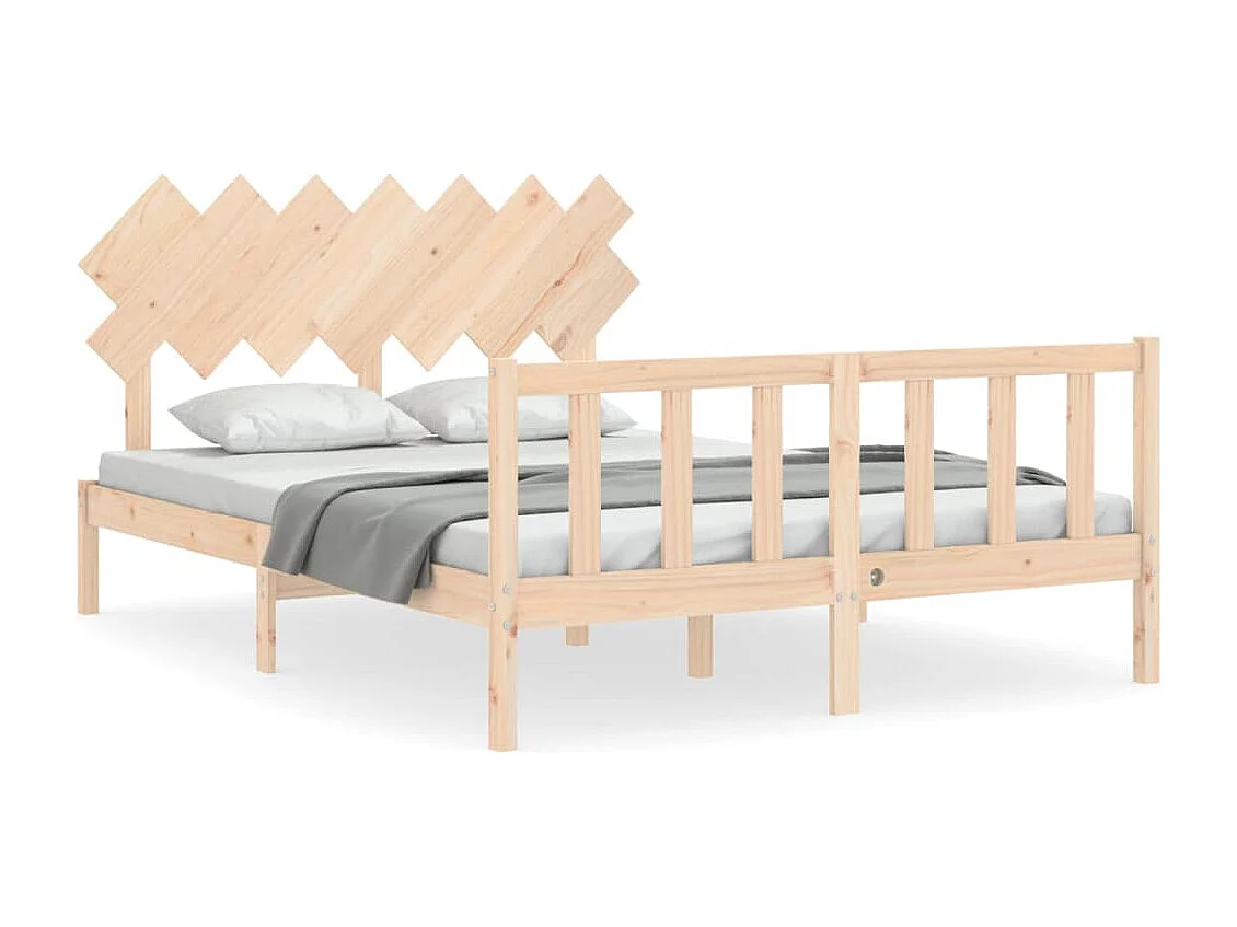 Estructura de cama de matrimonio con cabecero madera maciza