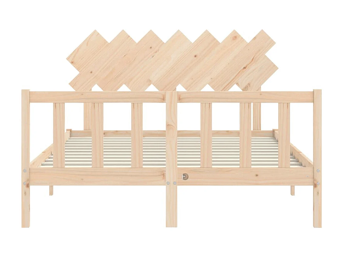 Estructura de cama de matrimonio con cabecero madera maciza
