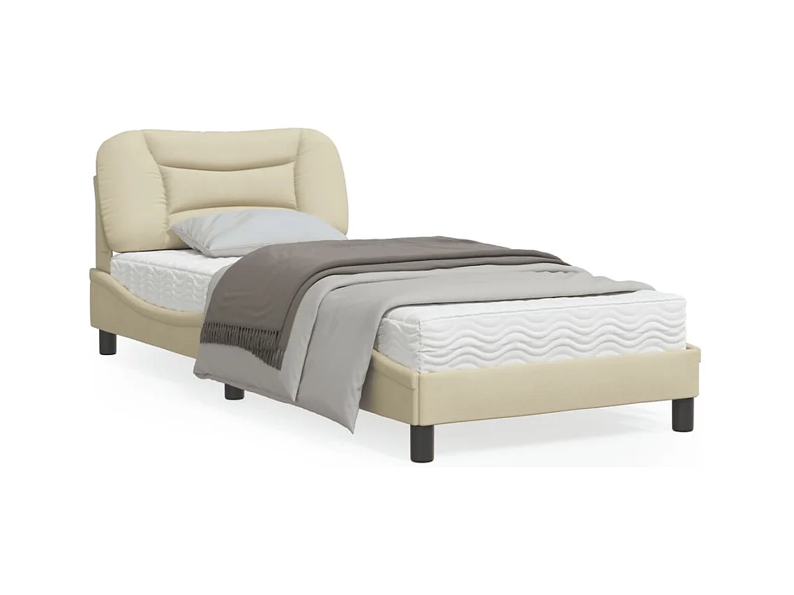 Estructura de cama con luces LED tela crema 80x200 cm