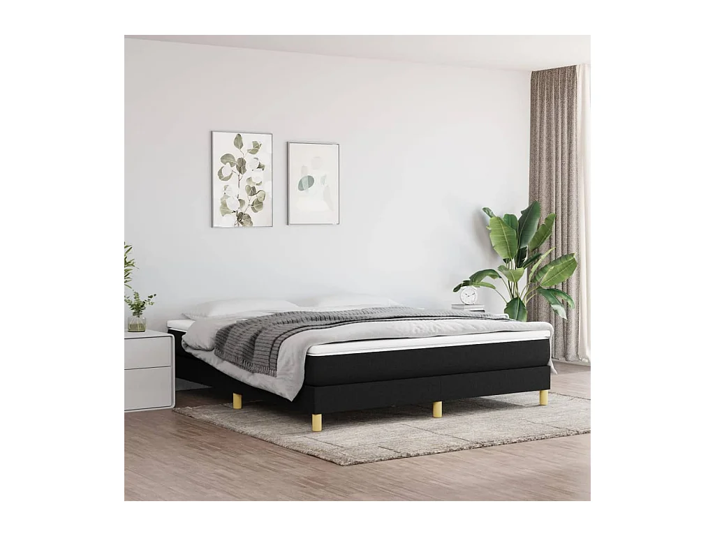 Cama box spring con colchón tela negro 180x200 cm