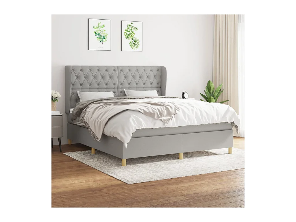 Lit à sommier tapissier avec matelas Gris clair 160x200cm Tissu