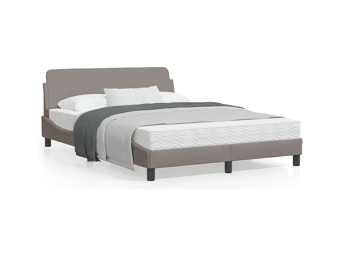 Cadre de lit avec tête de lit Taupe 140x190 cm Tissu