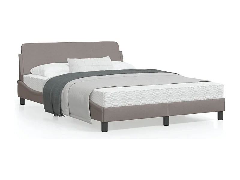 Estructura de cama con cabecero de tela gris taupe 140x190 cm