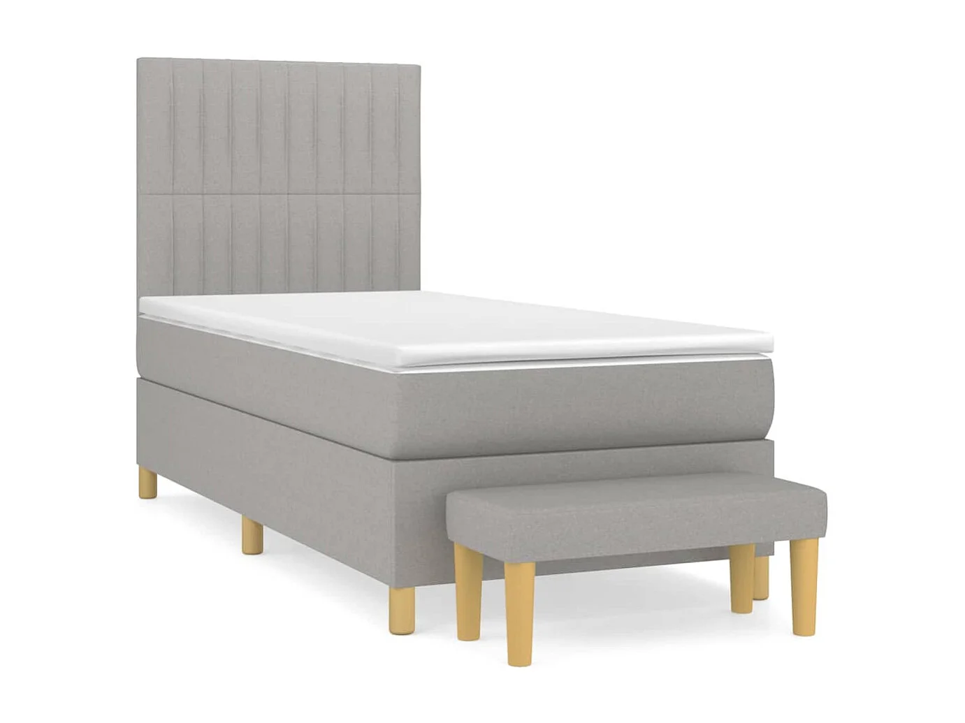 Cama box spring con colchón tela gris claro 90x200 cm