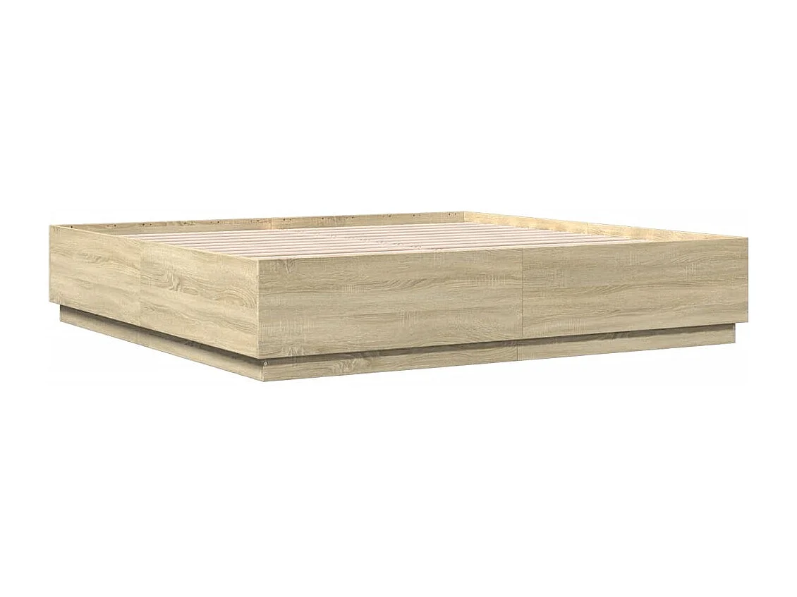 Estructura cama con luces LED madera roble Sonoma 180x200 cm