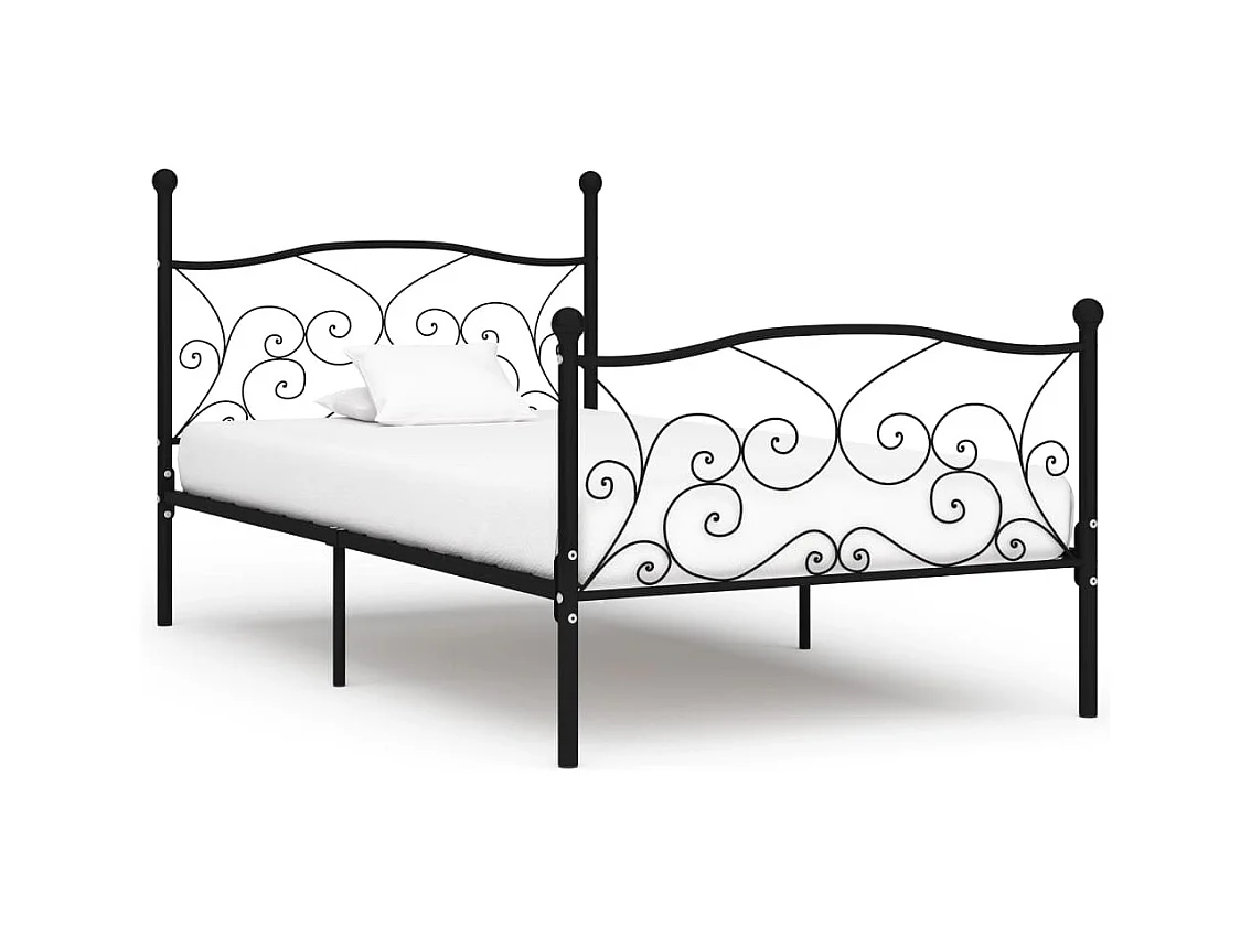 Estrutura de cama com estrado de ripas 90x200 cm metal preto