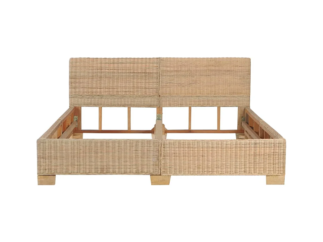Estructura de cama tejida a mano de ratán auténtico 160x200 cm