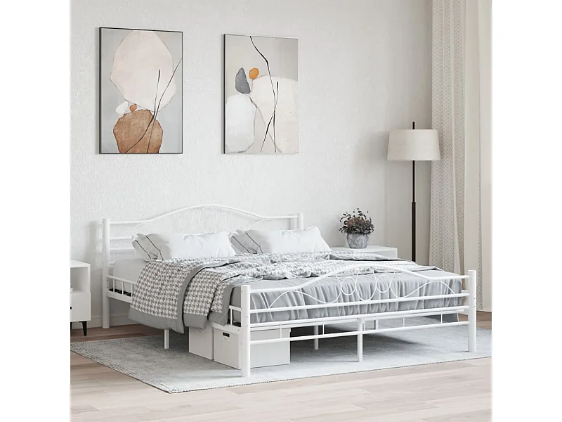 Estrutura de cama 160x200 cm metal branco
