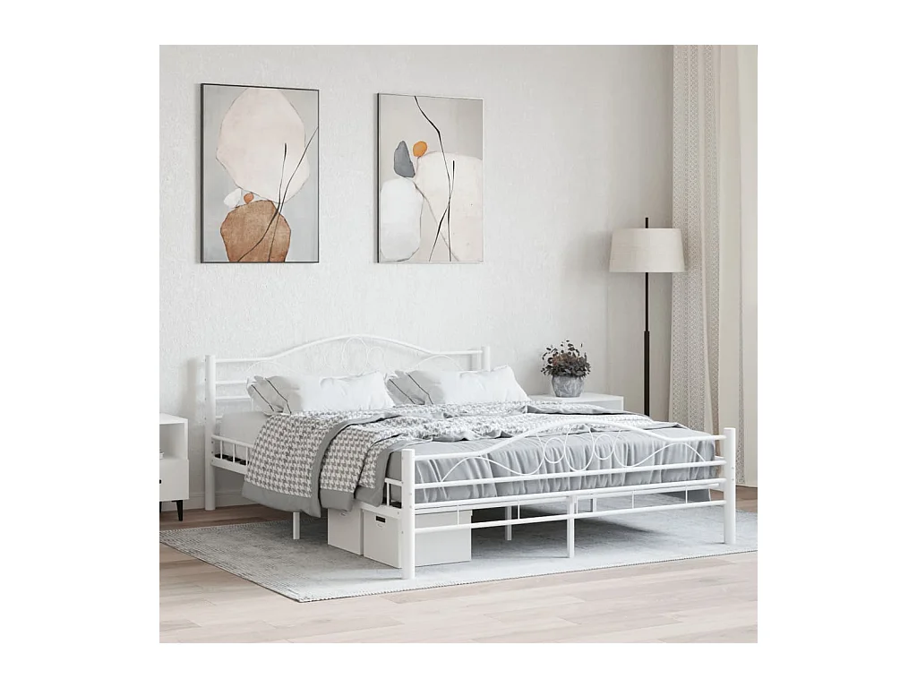 Estructura de cama de metal blanca 160x200 cm