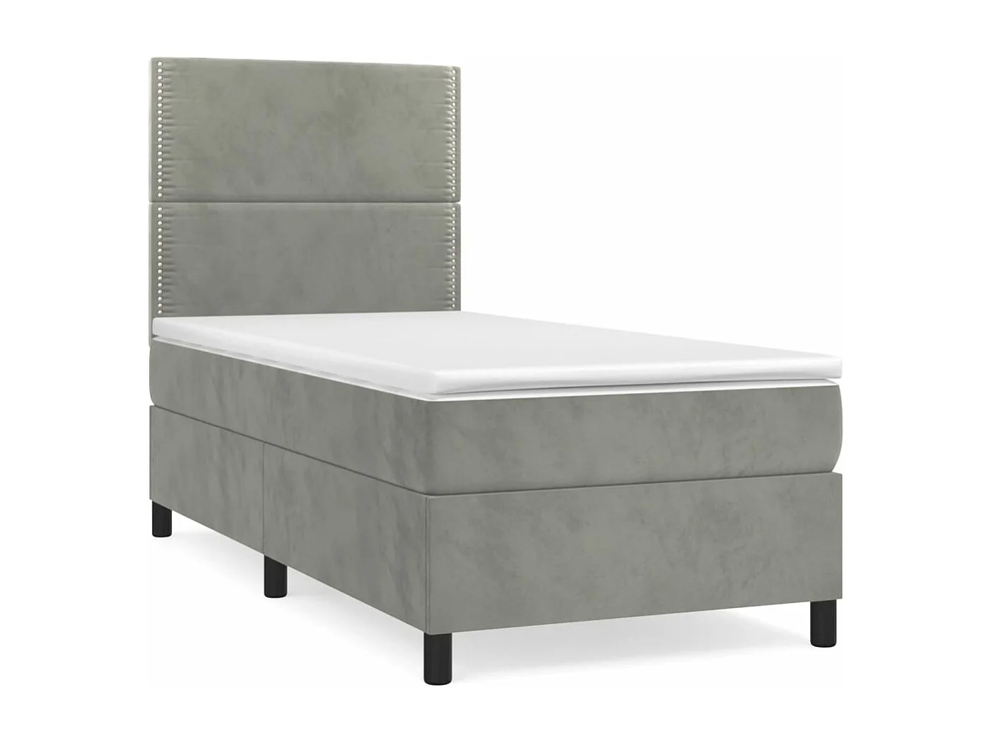 Lit à sommier tapissier et matelas Gris clair 90x190 cm Velours