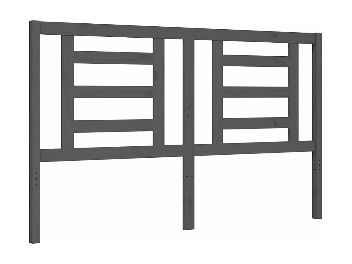 Cadre de lit avec tête de lit gris King Size bois massif