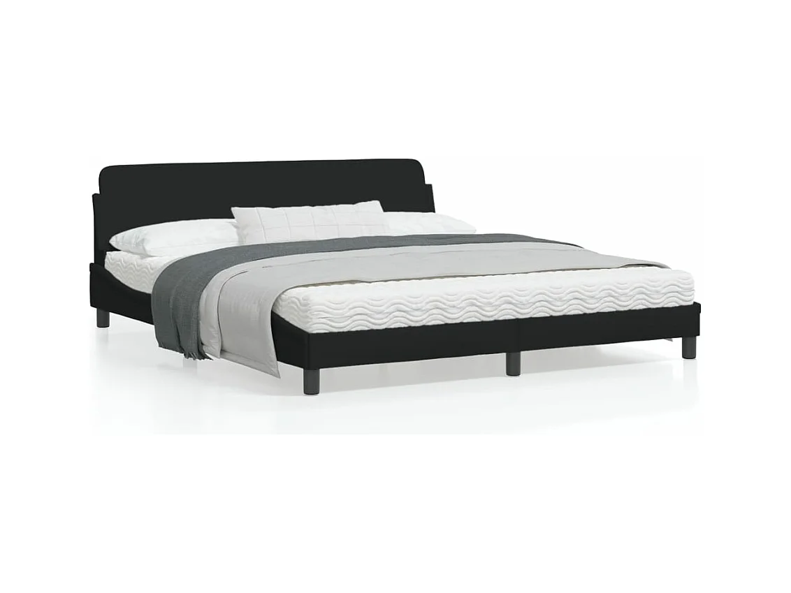Estructura de cama con cabecero de tela negro 180x200 cm