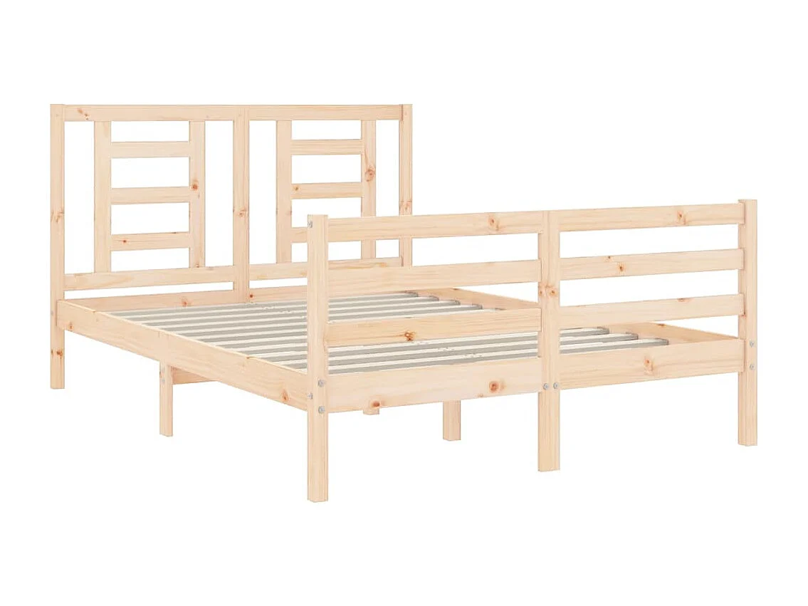 Estructura de cama de matrimonio con cabecero madera maciza