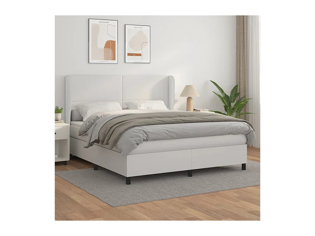Boxspring met matras kunstleer wit 180x200 cm