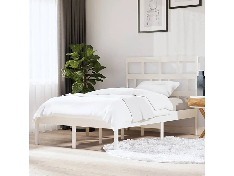 Estrutura de cama 120x200 cm pinho maciço branco