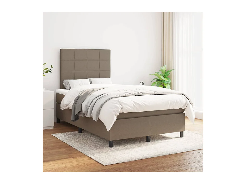 Lit à sommier tapissier avec matelas Taupe 120x200 cm Tissu