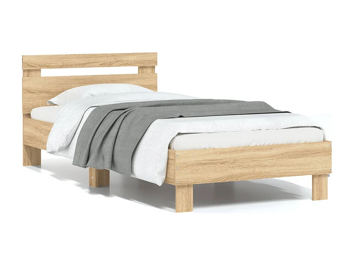 Cama con cabecero madera de ingeniería roble Sonoma 90x200 cm