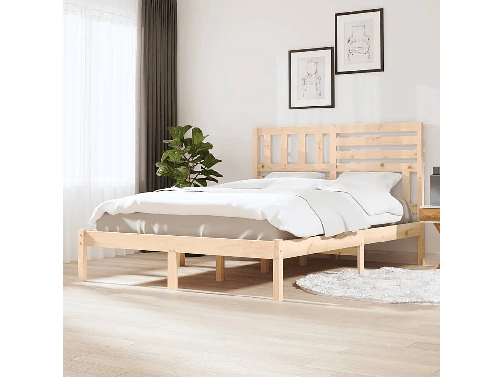 Estructura de cama madera maciza de pino 150x200 cm