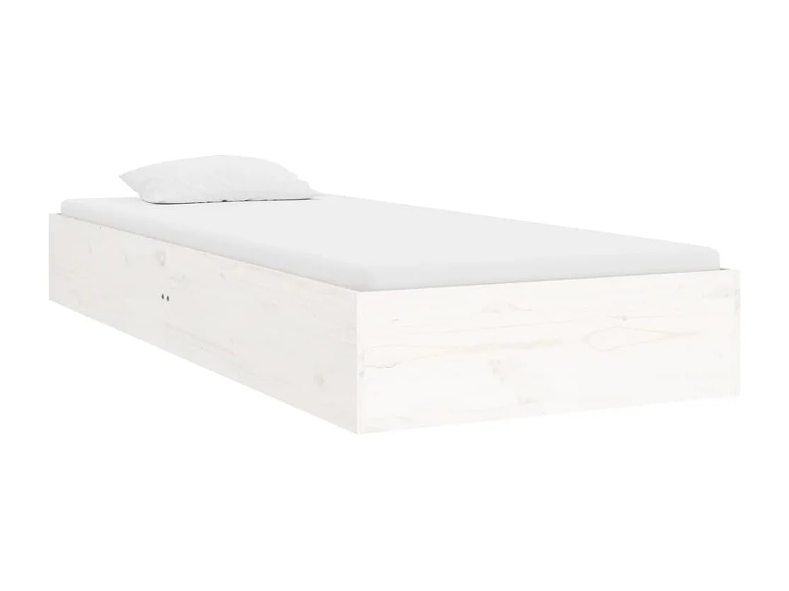 Cadre de lit Blanc Bois massif 75x190 cm Petit simple