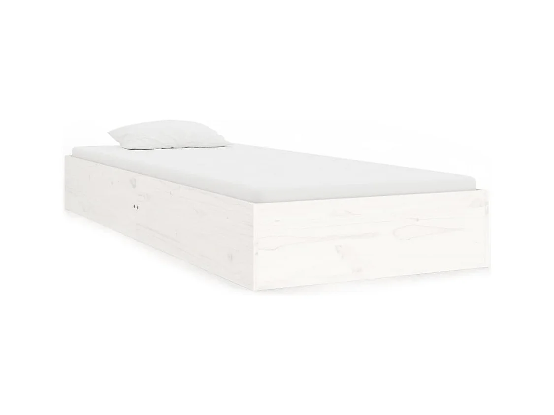 Cadre de lit Blanc Bois massif 75x190 cm Petit simple