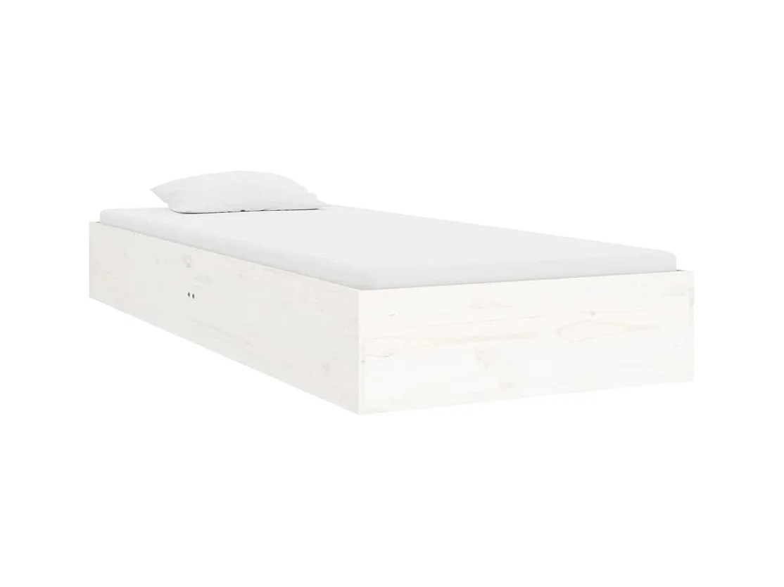 Cadre de lit Blanc Bois massif 75x190 cm Petit simple