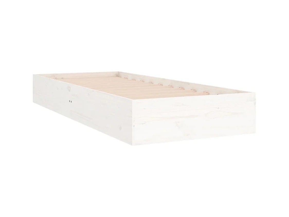 Cadre de lit Blanc Bois massif 75x190 cm Petit simple