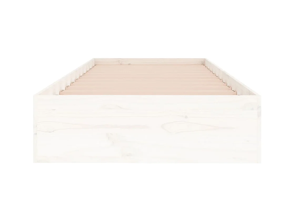 Cadre de lit Blanc Bois massif 75x190 cm Petit simple