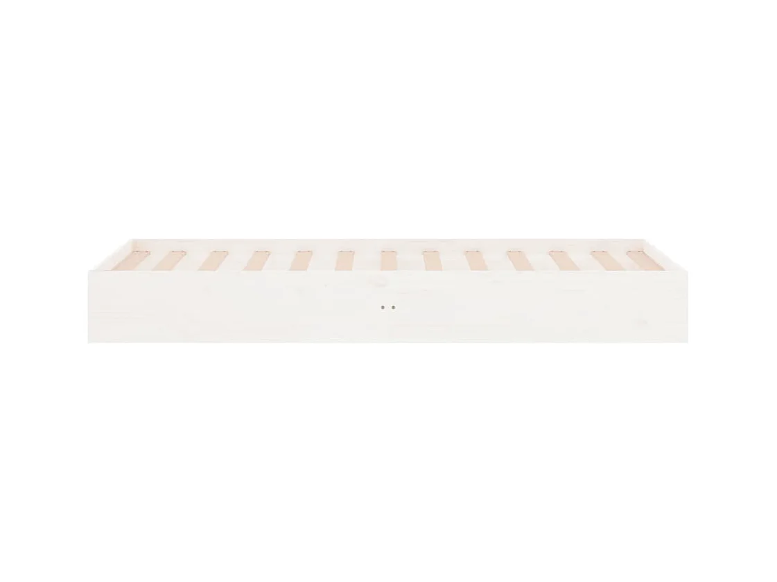 Cadre de lit Blanc Bois massif 75x190 cm Petit simple