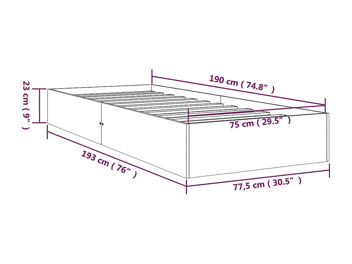 Estrutura cama pequena solteiro 75x190 cm madeira maciça branco