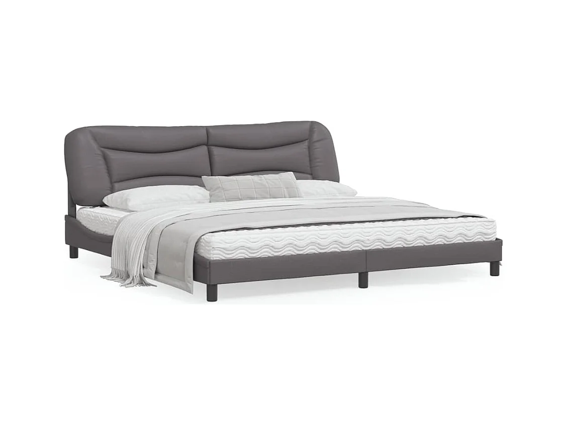 Bedframe zonder matras "Hvar" kunstleer grijs 200x200 cm