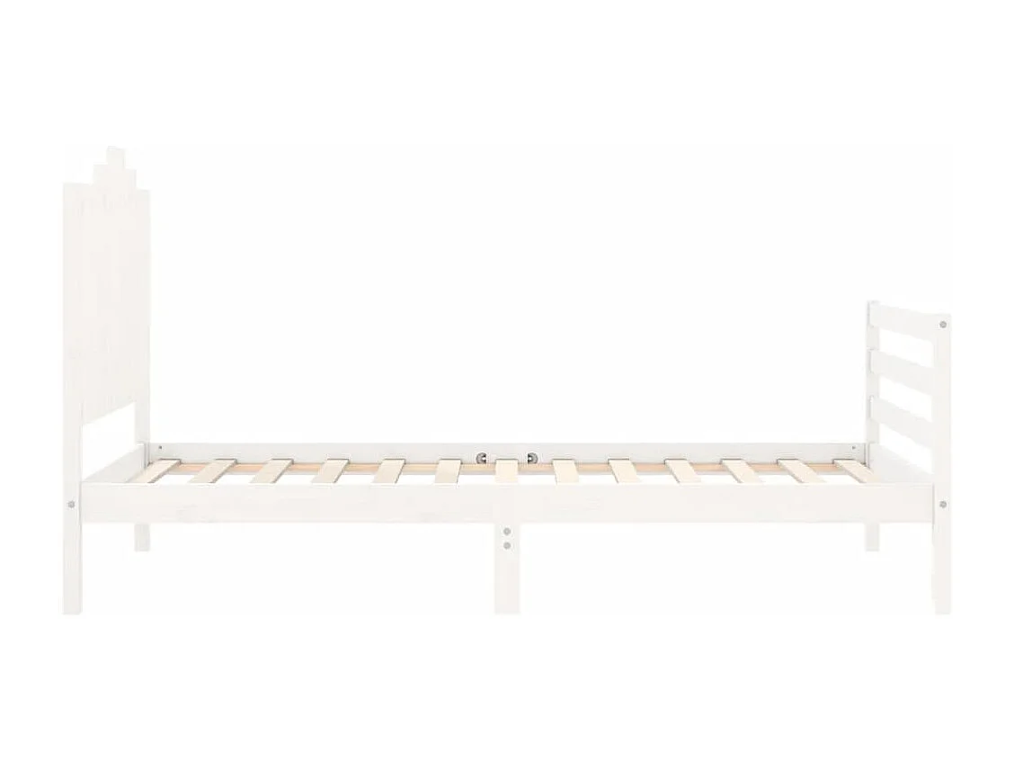 Cadre de lit et tête de lit blanc 100x200 cm bois massif