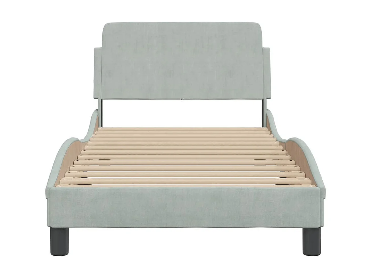 Estructura de cama con cabecero terciopelo gris claro 90x190 cm
