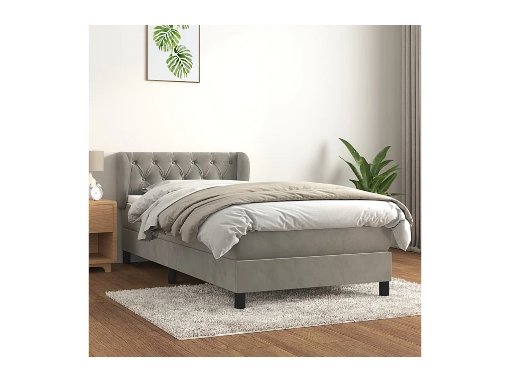 Boxspring met matras fluweel lichtgrijs 80x200 cm