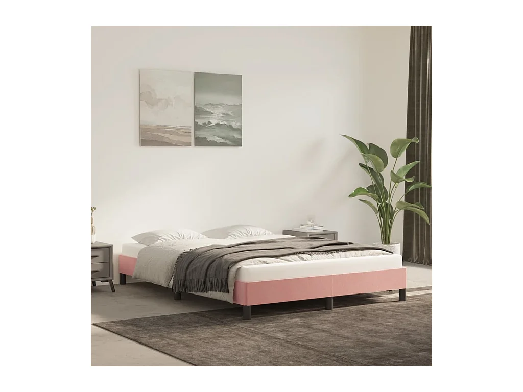 Bedframe fluweel roze 140x190 cm