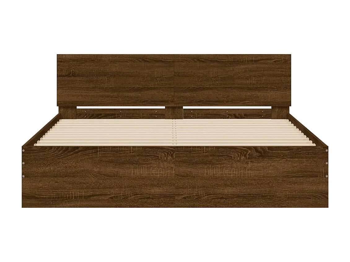 Estructura de cama con cabecero marrón roble 140x190 cm