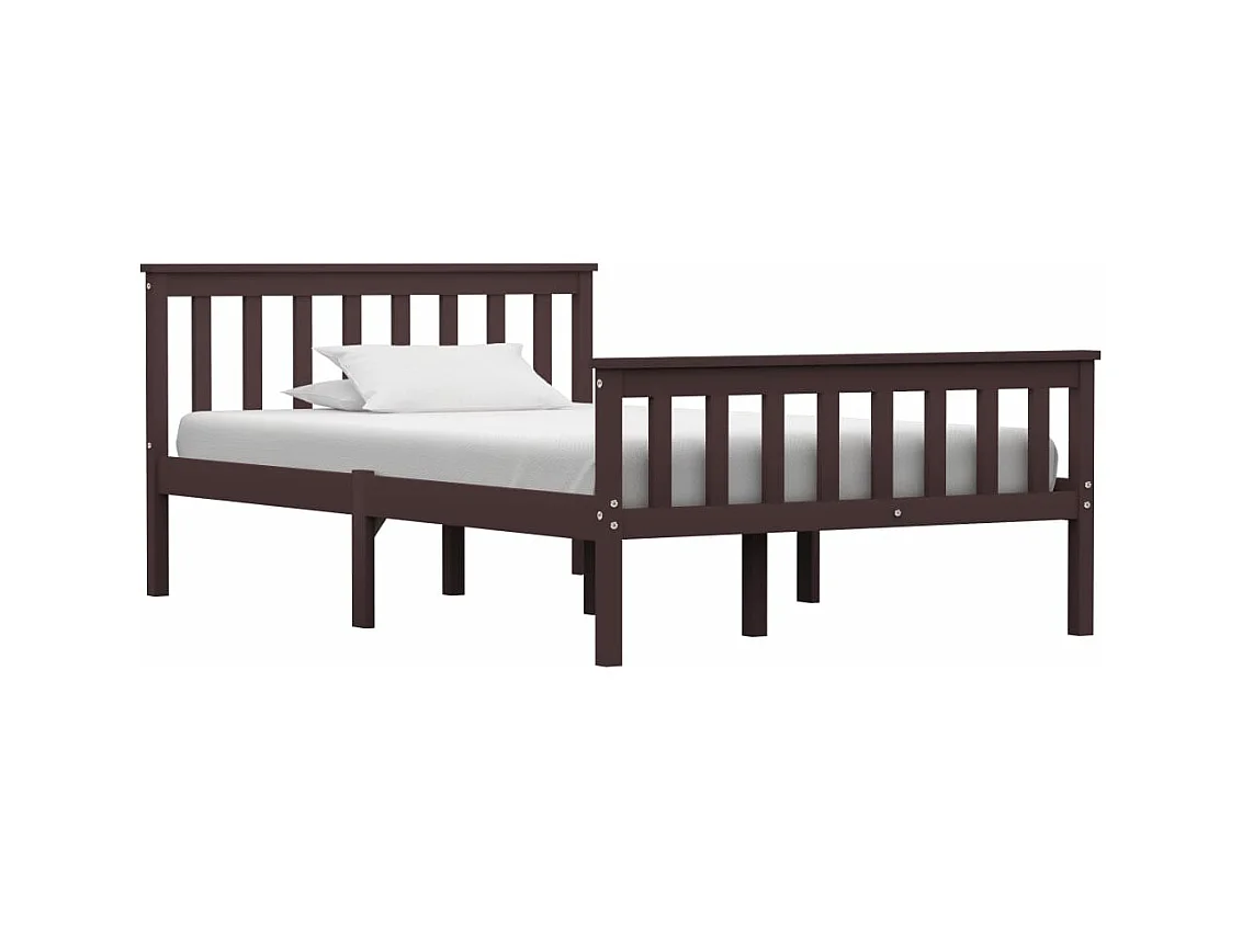 Bedframe massief grenenhout donkerbruin 120x200 cm