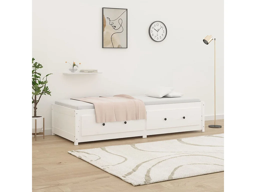 Sofá cama madera maciza de pino blanco 80x200 cm