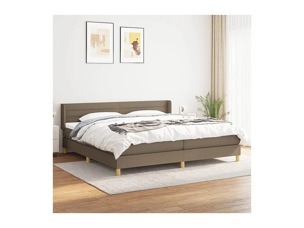 Lit à sommier tapissier avec matelas Taupe 200x200 cm Tissu