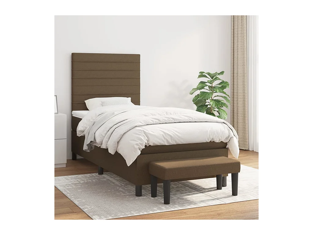 Lit à sommier tapissier avec matelas Marron foncé 90x200 cm