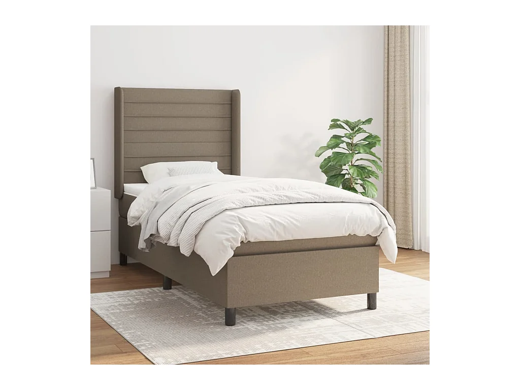 Boxspring met matras stof taupe 90x200 cm