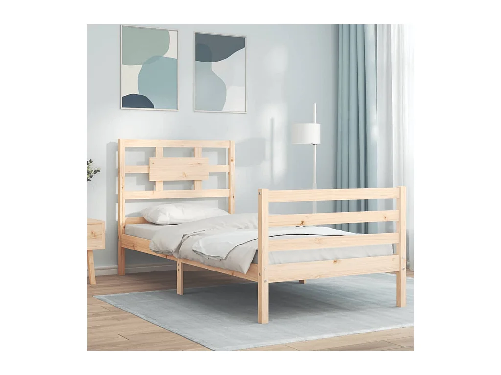 Cadre de lit avec tête de lit 90x200 cm bois massif